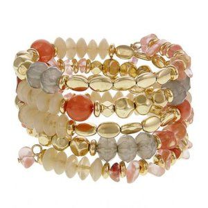 Gold Tone Beaded Coil Bracelet